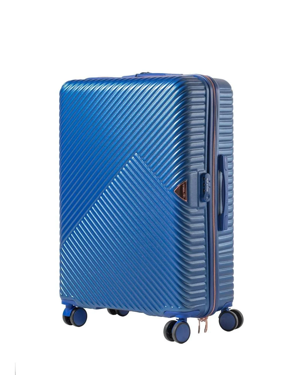 Чемодан Wings WN01 пластиковый большой 88 л на 4 сдвоенных колесах Синий