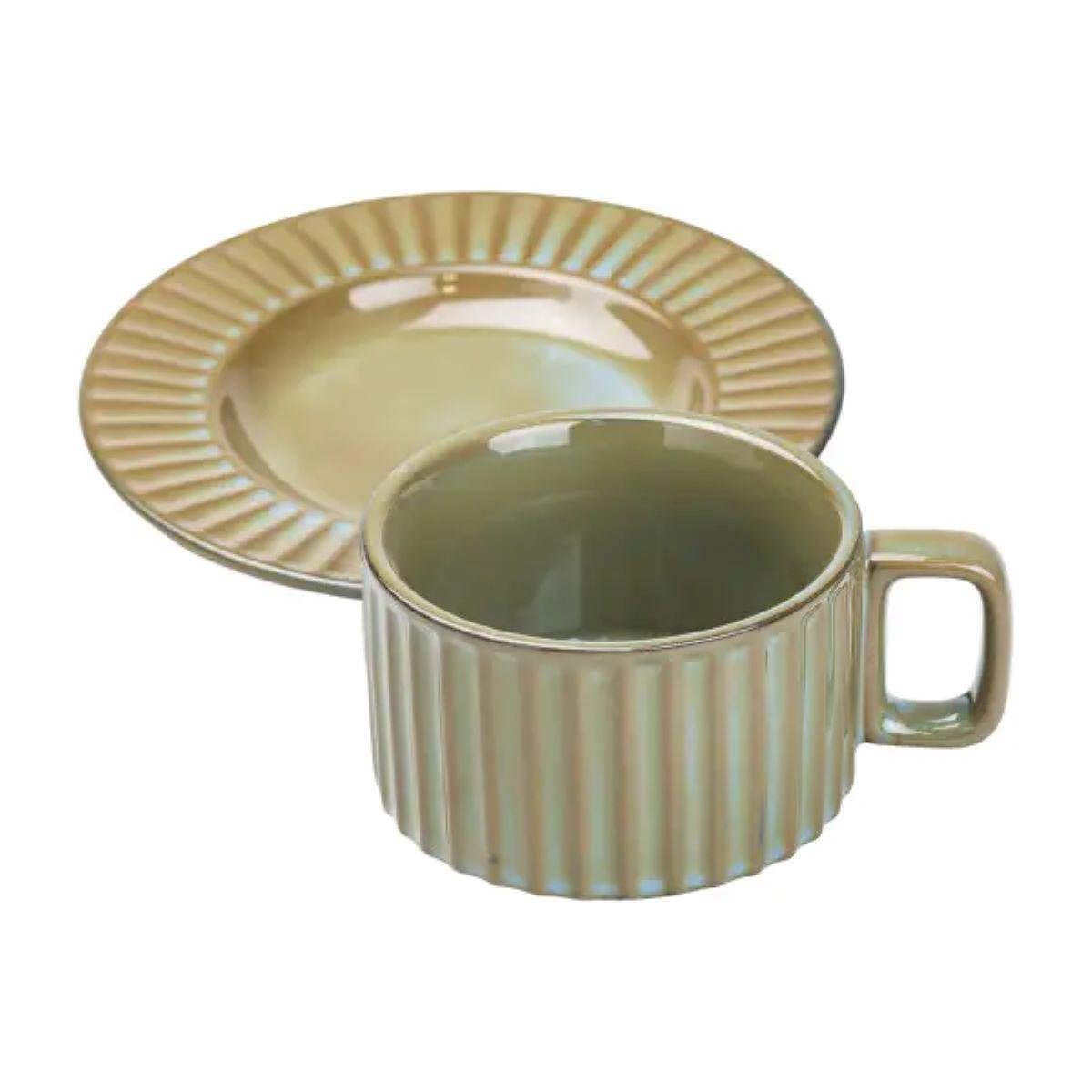 Чашка із блюдцем Lighthouse 250 мл Смарагдовий (LG-20132) (113962) - фото 2