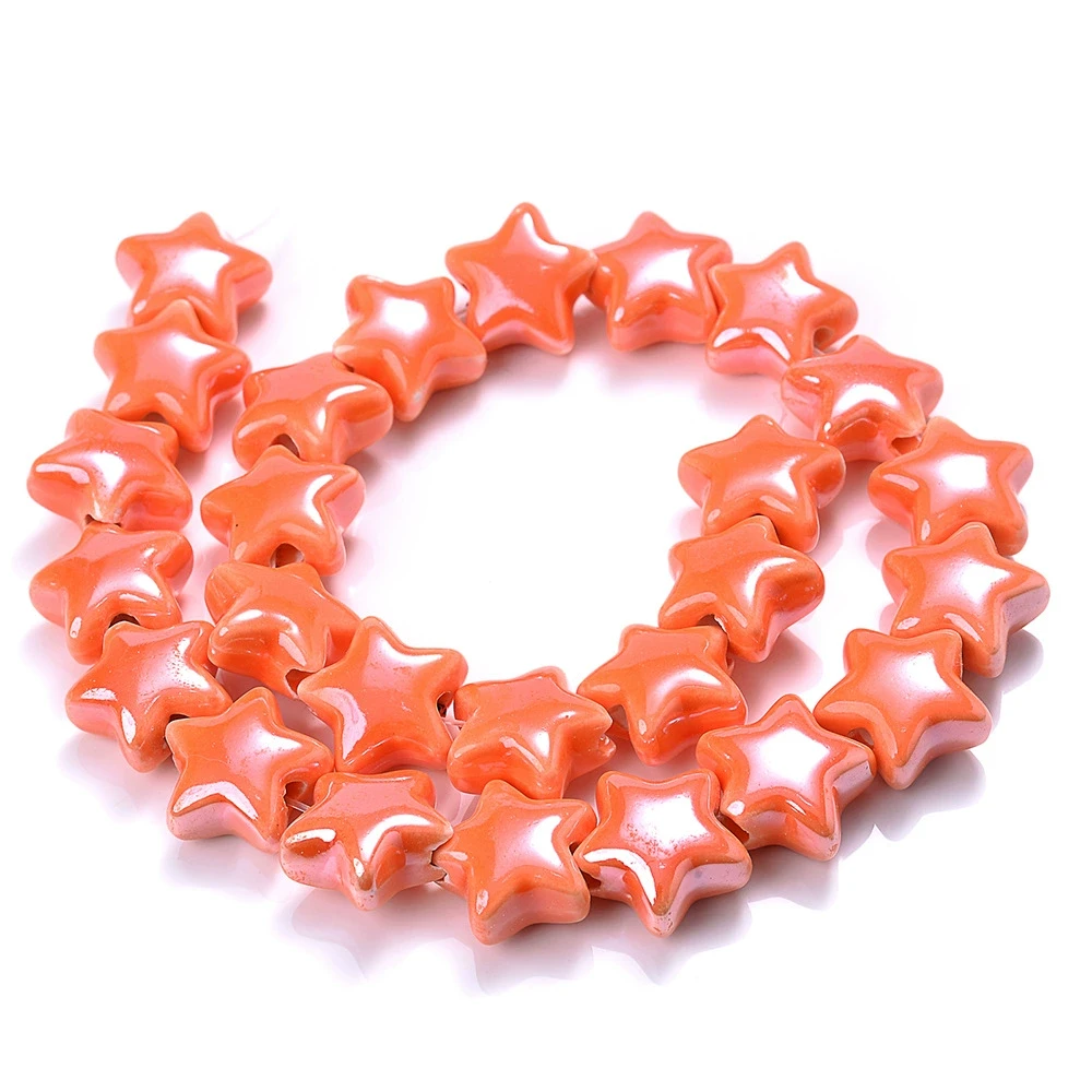 Бусины Звезда керамические 14х14 мм 5 шт. Оранжевый (КБ1414з33)