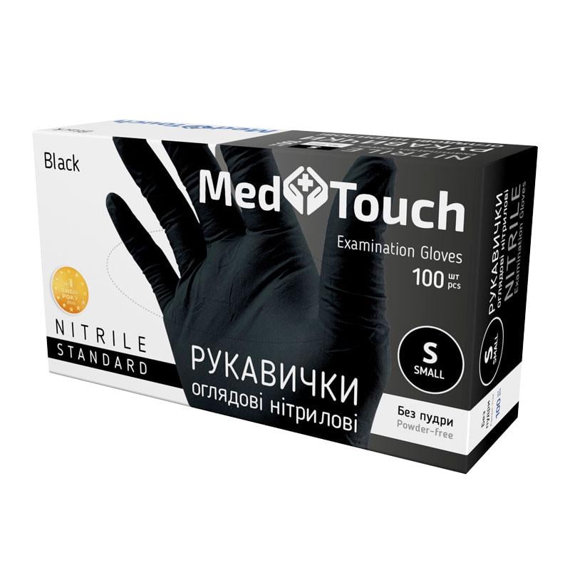 Перчатки MedTouch нитриловые неопудренные 100 шт. S Черный - фото 1