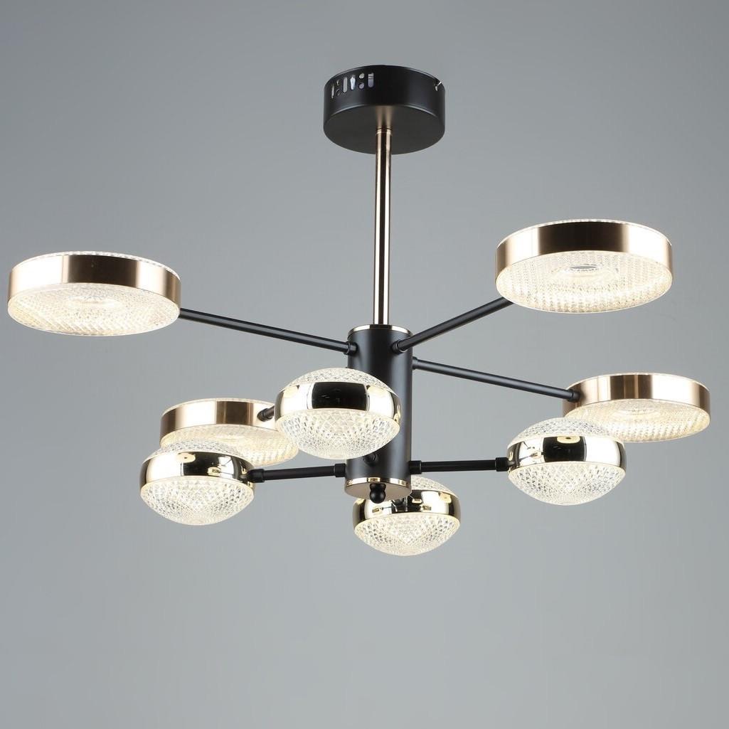 Люстра светодиодная Sirius на восемь плафонов 60W 3000-6500К Золотой (B YH871/4+4 COFFEE+GD)