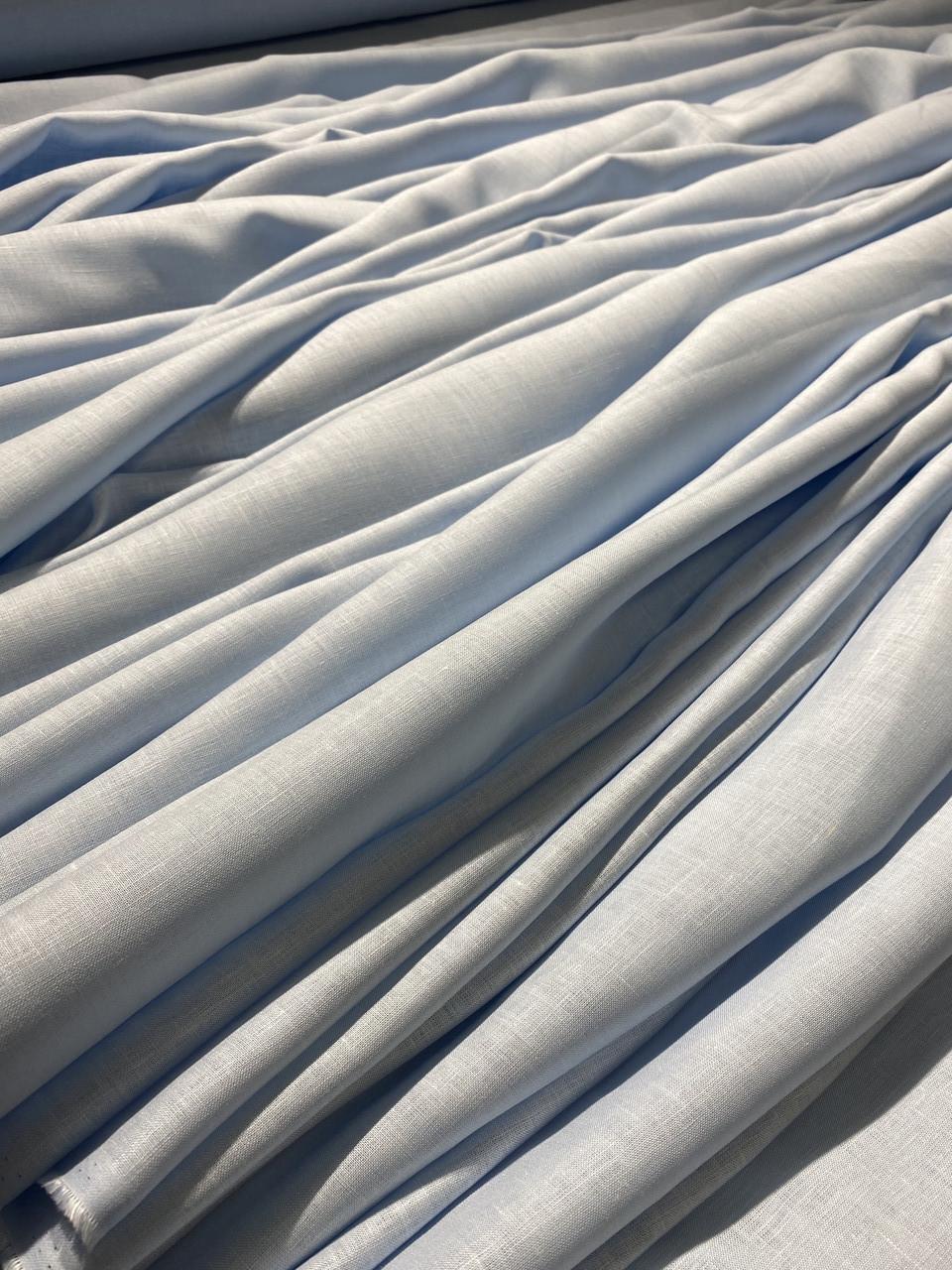 Тканина LINEN PLUS лляна 150 см 1347 Ніжно-блакитний - фото 4 Тканина LINEN PLUS лляна 150 см 1347 Ніжно-блакитний - фото 4