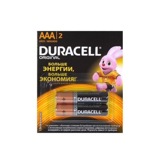 Батарейки Duracell ААА LR03 2 шт (010438)