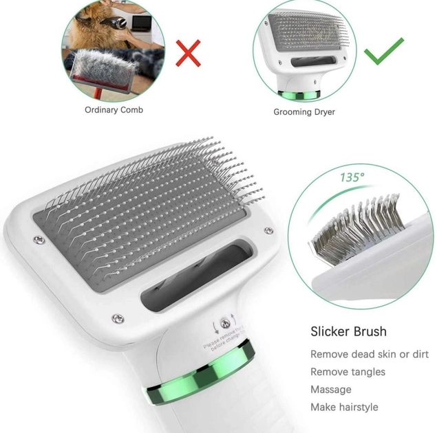 Фен-щітка гребінець для шерсті тварин Pet Grooming Dryer безшумна Білий - фото 8