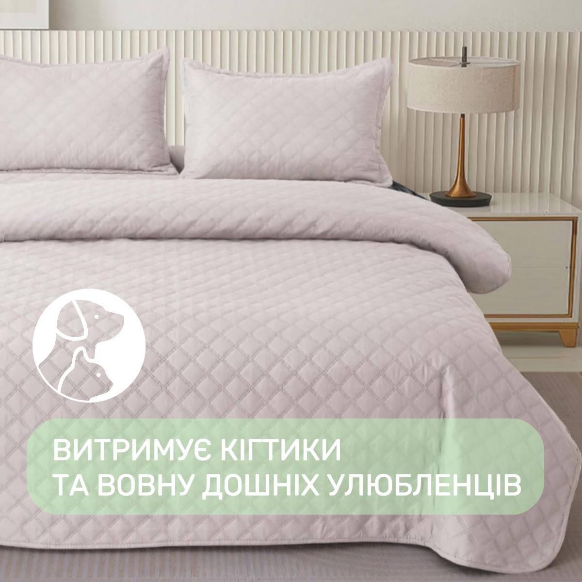 Покрывало стеганое и 2 наволочки с подушками Koloco 100% хлопок евро 200х230 см Светло-серый (41702) - фото 3 Покрывало стеганое и 2 наволочки с подушками Koloco 100% хлопок евро 200х230 см Светло-серый (41702) - фото 3