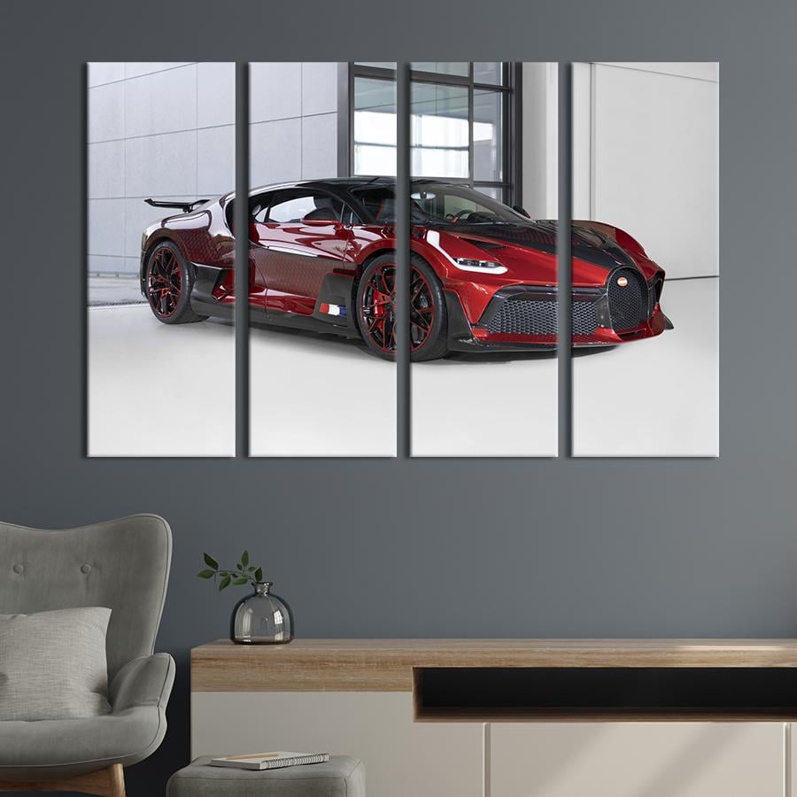 Картина на холсте Bugatti Divo в красном цвете с узором 209x133 см (1300-41)