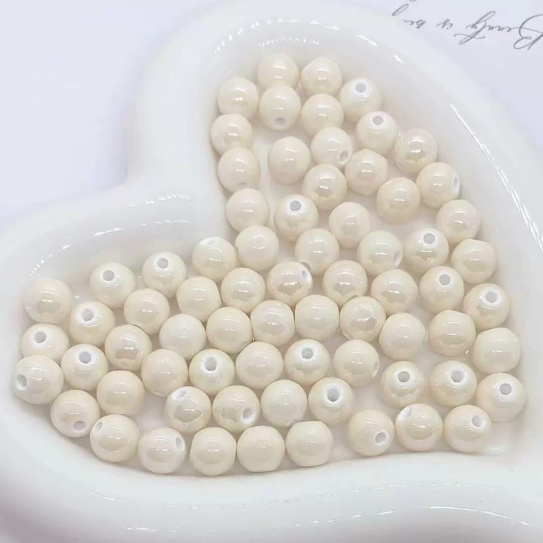 Бусины Шар керамические 10 мм 5 шт. Молочный (КБ0010ш31)