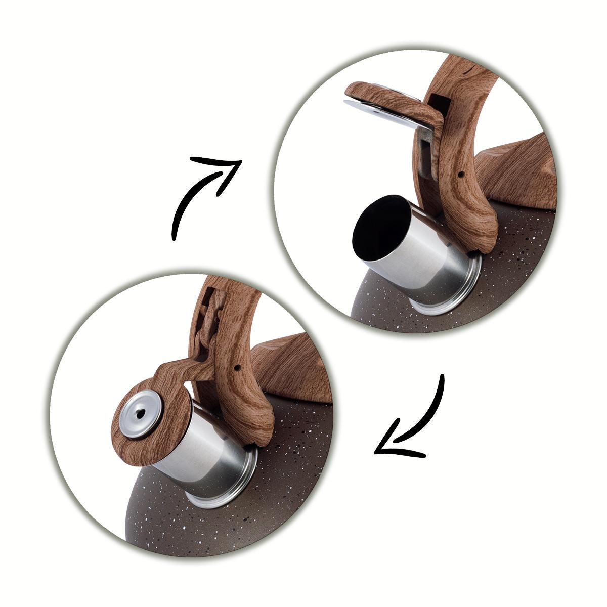 Чайник Kamille Vizo зі свистком для індукційних плит 2,5 л Коричневий - фото 7 Чайник Kamille Vizo зі свистком для індукційних плит 2,5 л Коричневий - фото 7