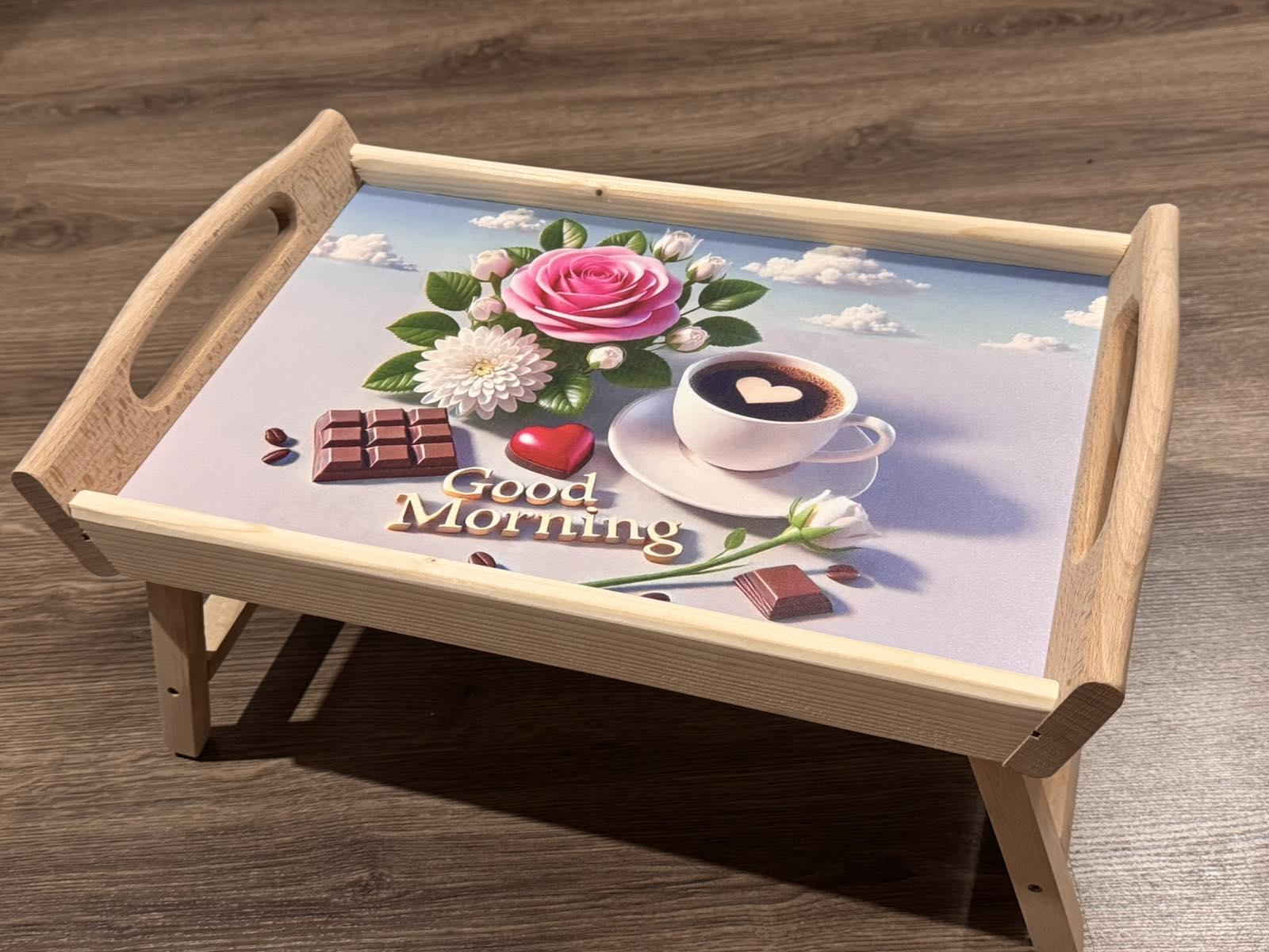 Таця-столик Кава мікс дерев'яна складана (26063888) - фото 2