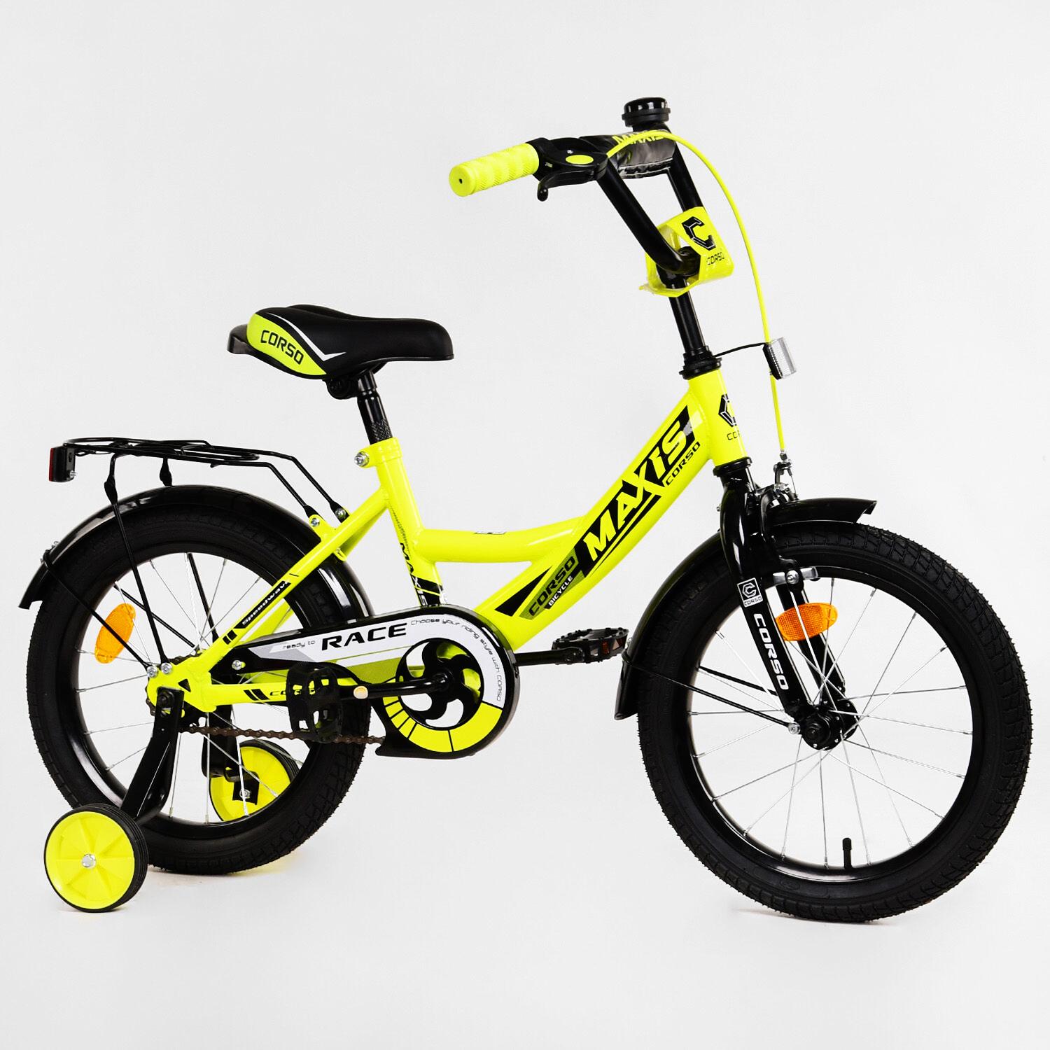 Детский велосипед 16 Corso Maxis с багажником Yellow (113679)