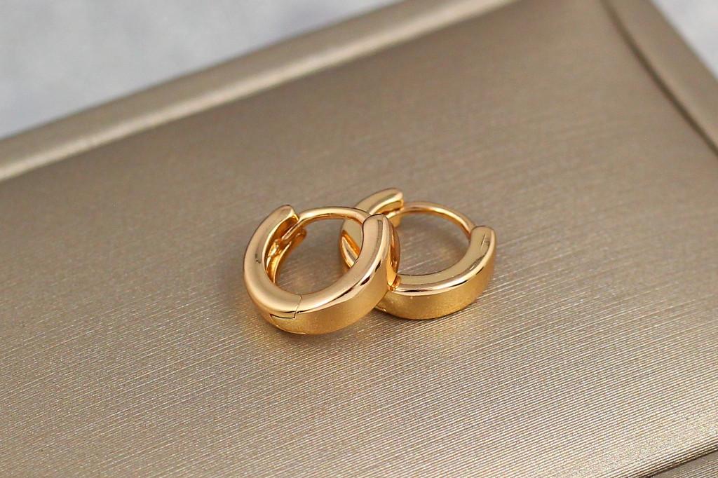 Сережки Xuping Jewelry широкі кільця 8 мм Золотистий