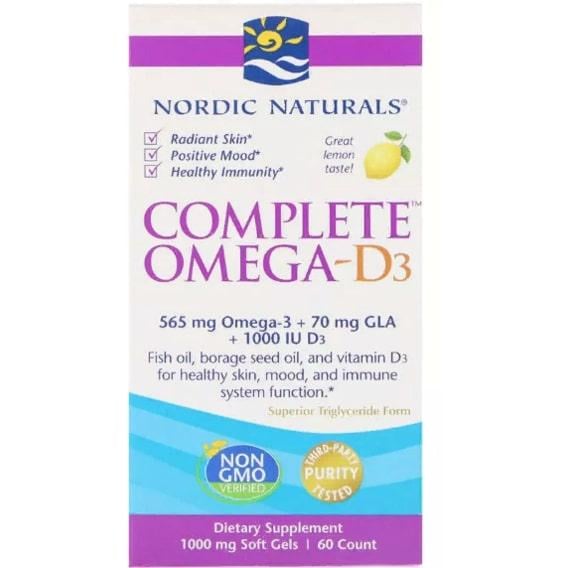 Омега 3 Nordic Naturals Complete Омега-D3 1000 мг 60 Softgels Lemon Flavor (NOR01778)