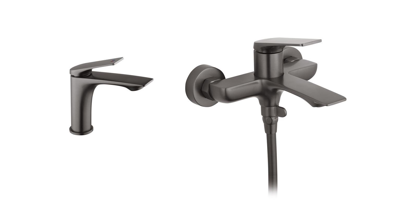 Набір змішувачів для ванни та умивальника Kroner KRP Graz - GRP060/GRP010 Графітовий