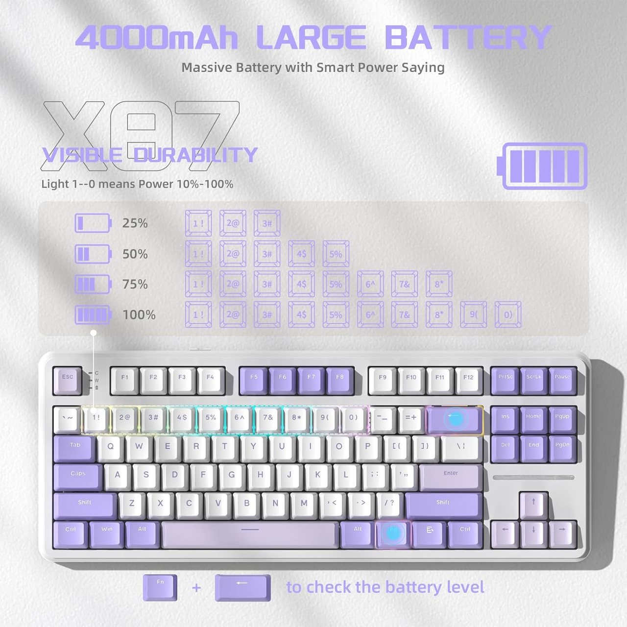 Клавиатура игровая attack shark X87 беспроводная механическая с RGB подсветкой с поддержкой HOT-SWAP - фото 9 Клавиатура игровая attack shark X87 беспроводная механическая с RGB подсветкой с поддержкой HOT-SWAP - фото 9