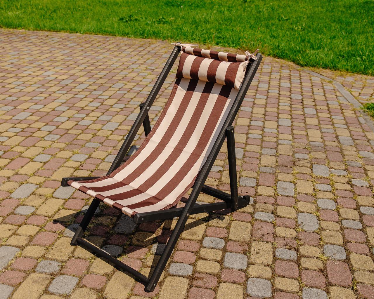 Шезлонг для дачи тканевый XRmaster с подушкой Черный/Кофейный (КШ-001/3) Шезлонг для дачи тканевый XRmaster с подушкой Черный/Кофейный (КШ-001/3)