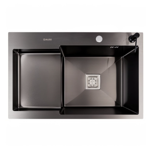 Кухонная мойка Valeso Handmade PVD нержавейка CM 78x50C R с углубленной полкой Черный (78*50C R)