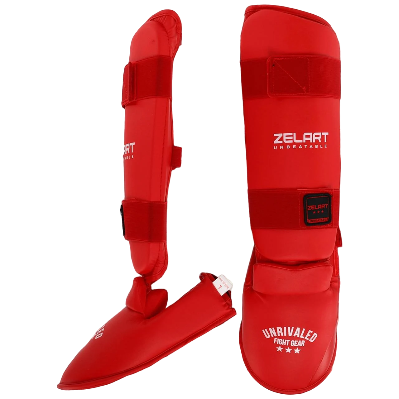 Защита голени с футами Zelart искусственная кожа XL Красный (BO-7249)