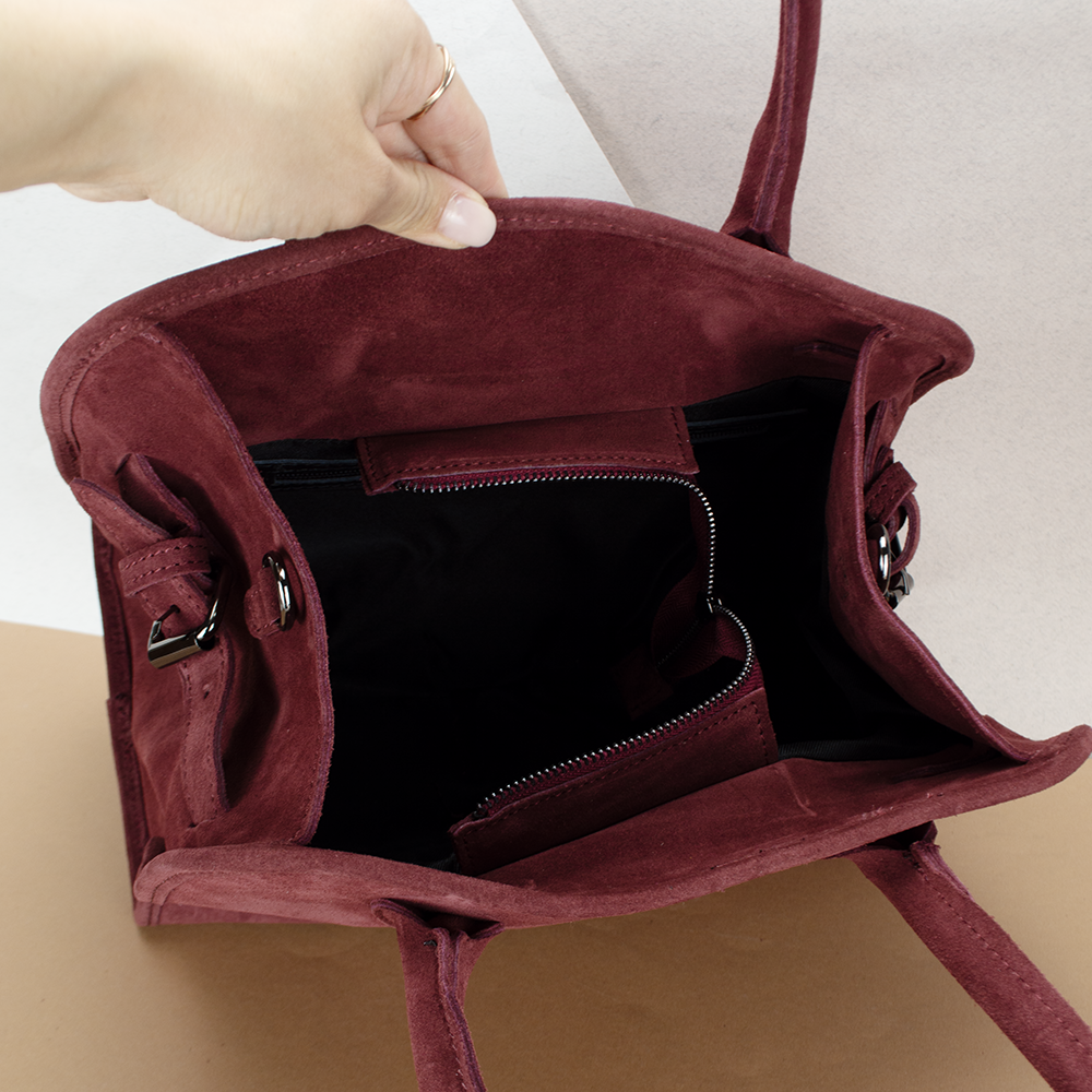 Сумка женская Virginia Conti 03802 замшевая с 2 ручками Винный (2403382650) - фото 4 Сумка женская Virginia Conti 03802 замшевая с 2 ручками Винный (2403382650) - фото 4