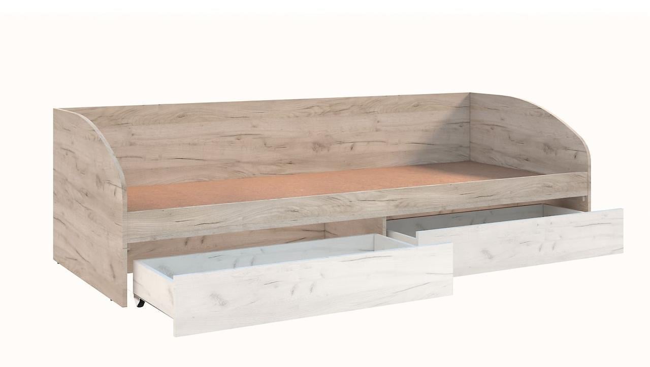 Ліжко-софа односпальне Мастер Форм Брайт з 2 шухлядами 80х200 см Дуб крафт сірий/Дуб крафт білий (23089926)