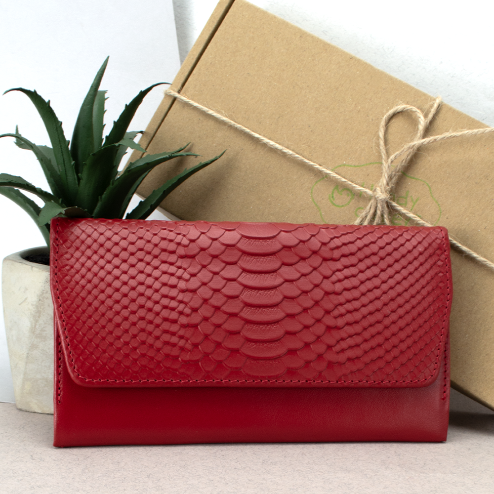 Гаманець жіночий шкіряний Leona пітон Червоний (2115327624)