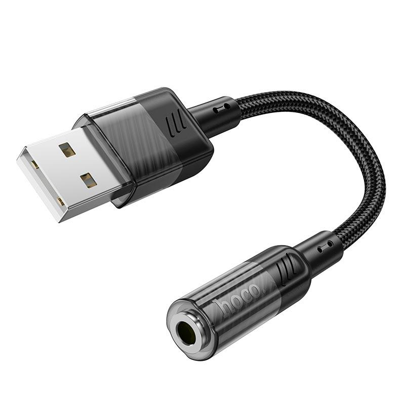 Перехідник Hoco LS37 USB to 3,5 мм 15 см Black - фото 1