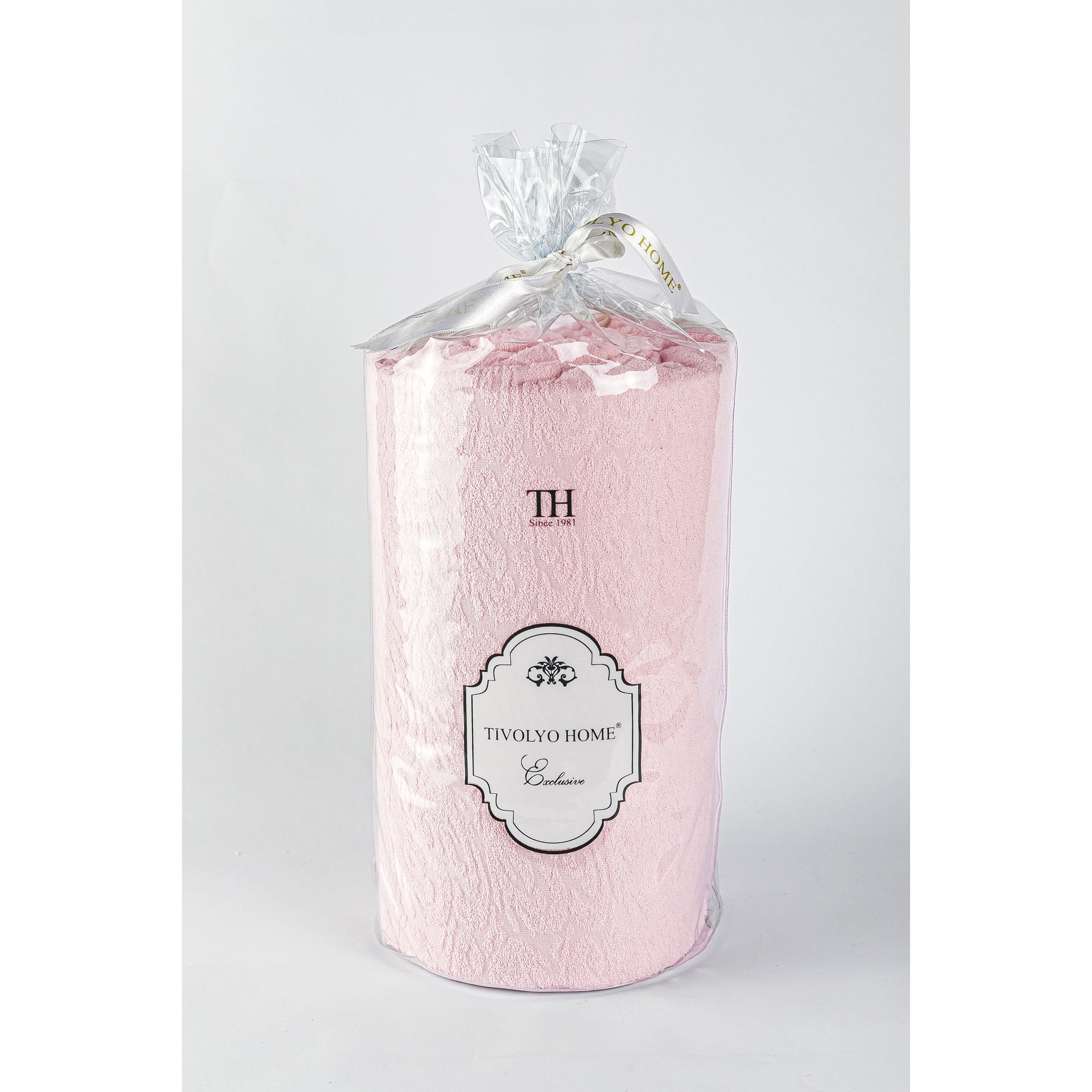 Простынь с наволочками Tivolyo Home махра/жаккард на резинке Розовый