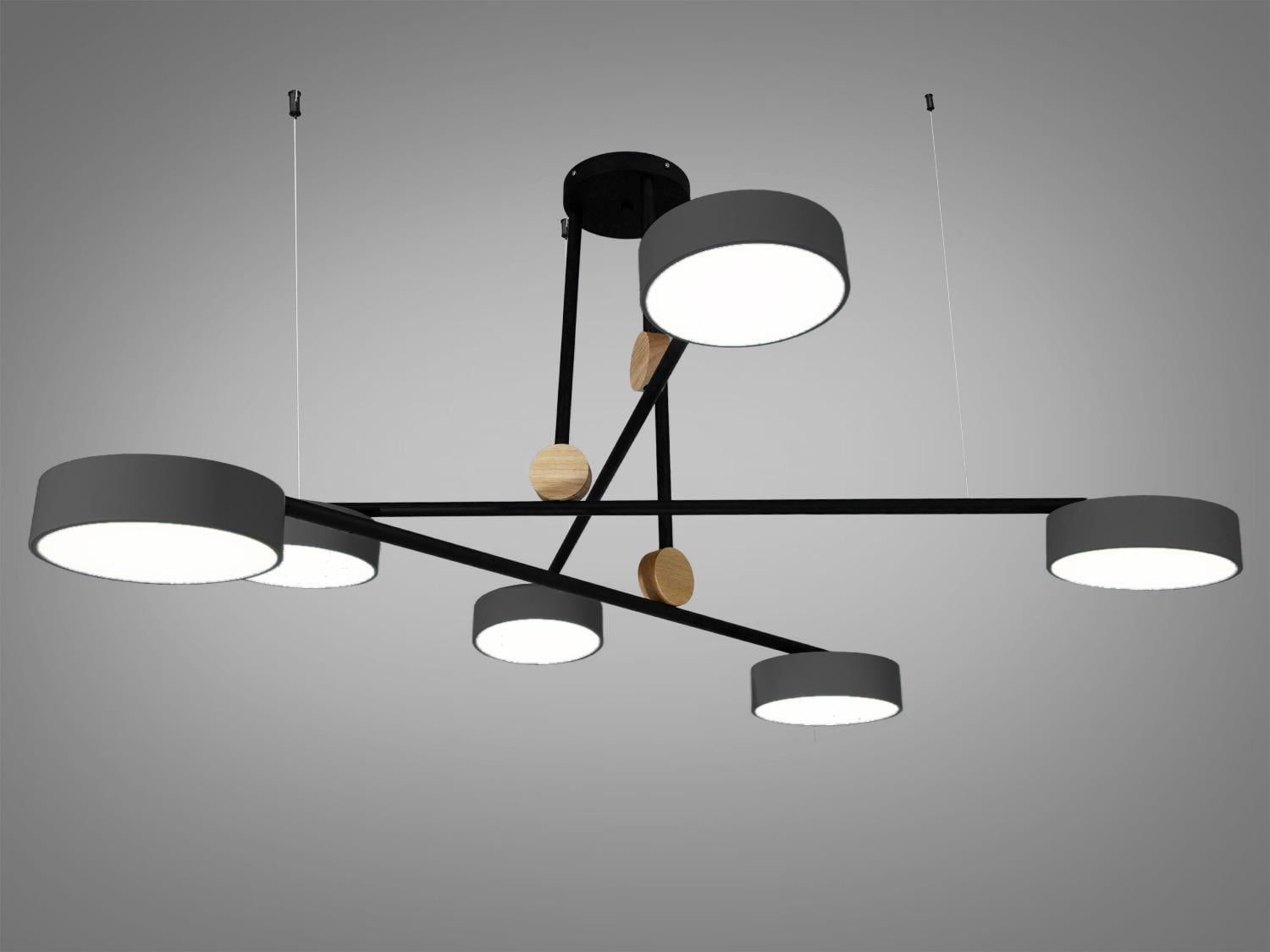 Люстра светодиодная 72 Вт Серый (D405-6BK+GR)