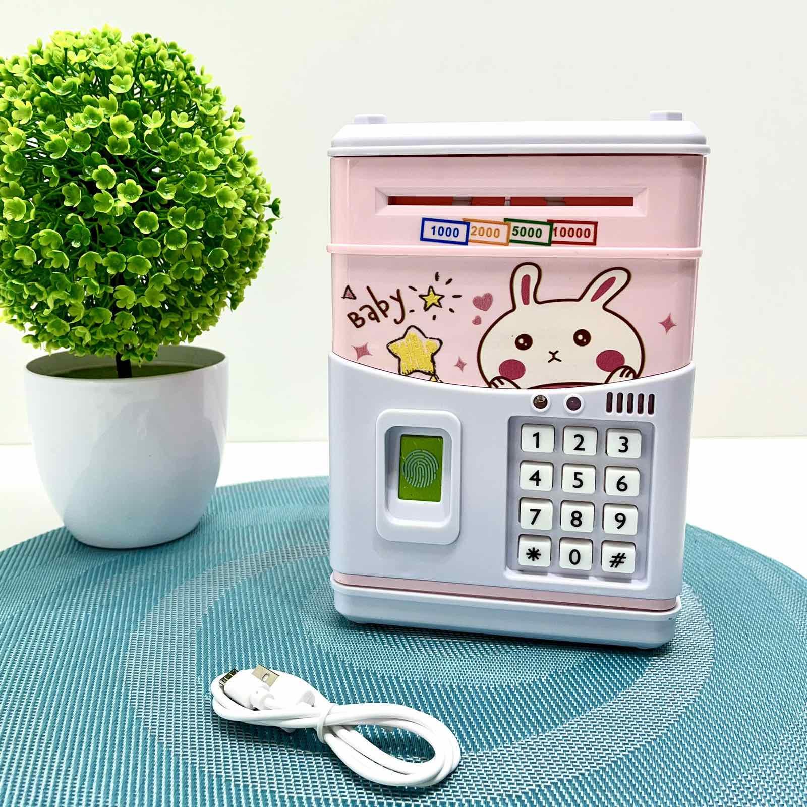 Сейф-копилка Вид 2 Банковский терминал со сканером отпечатка пальца и кодовым замком Розовый (MK5398)