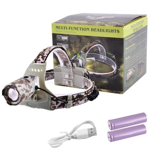 Фонарь налобный 2130-T6 Military 2x18650 ЗУ microUSB Box (2245502107)