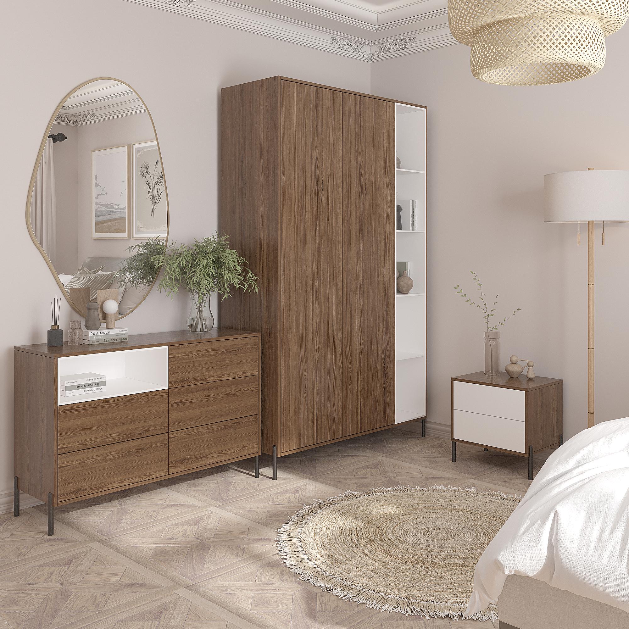 Комплект мебели Норди для спальни из 3-х позиций Дуб Родос/Белый