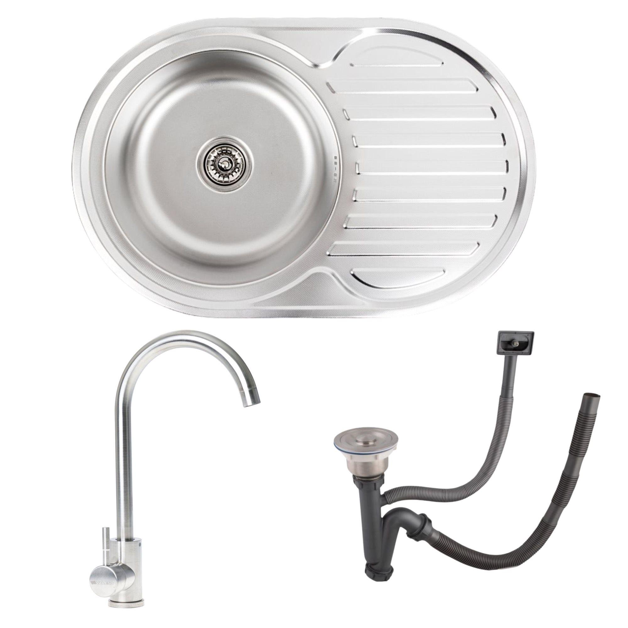 Комплект мойка Valeso 7750 ДЕКОР 0,8/180/смеситель Valeso 56 NESP