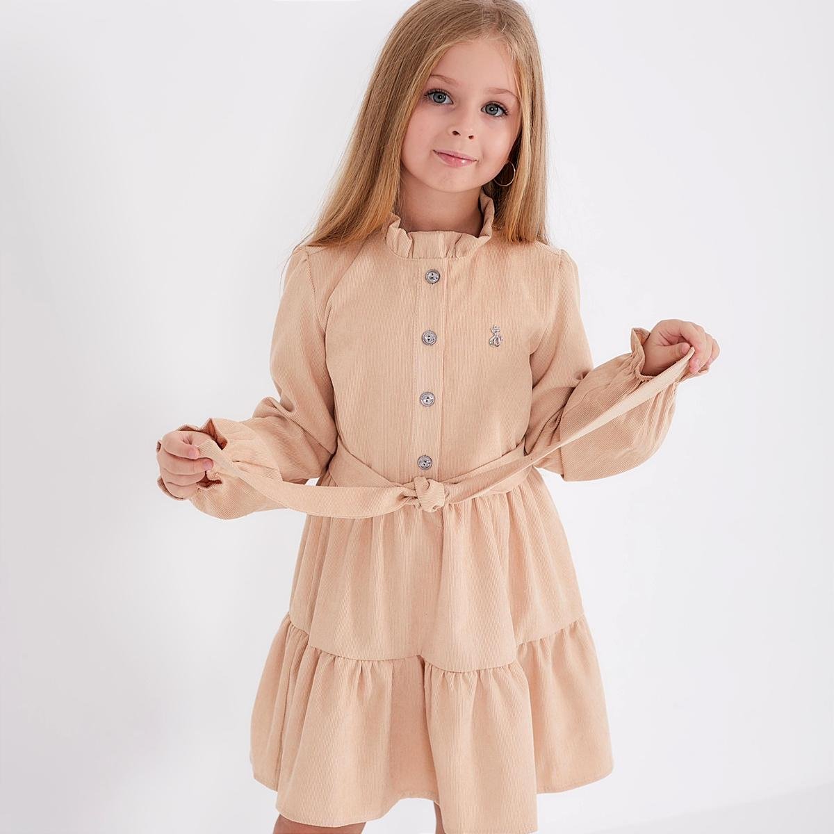 Сукня для дівчинки вельветова 128 см Бежевий (D-7224-128б)