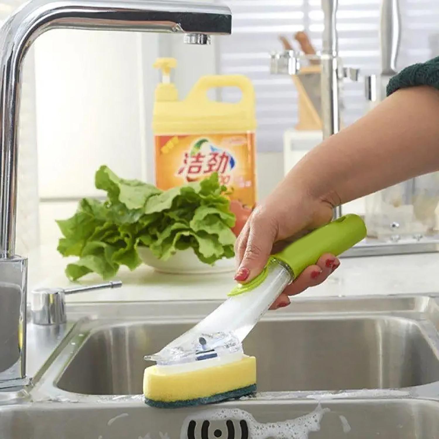 Щетка для мытья посуды Rise-UP Automatic Liquid Cleaning Brush с дозатором и насадками (2092185021) - фото 11