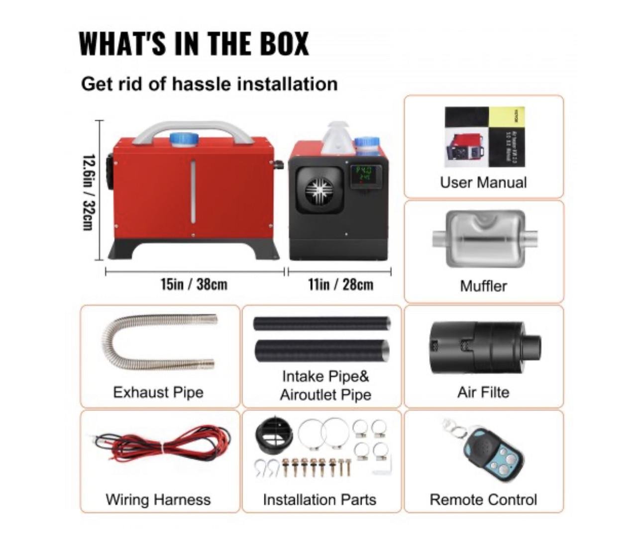 Обогреватель дизельный автомобильный VEVOR 12V 8 кВт (22519935) - фото 4 Обогреватель дизельный автомобильный VEVOR 12V 8 кВт (22519935) - фото 4