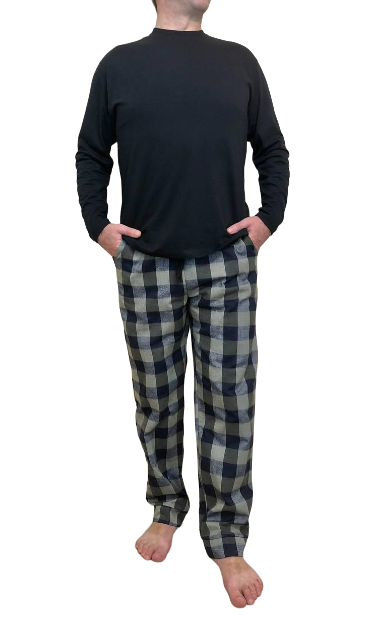 Домашняя пижама мужская COSY из фланели в клетку 2XL Хаки (F210P+L02)