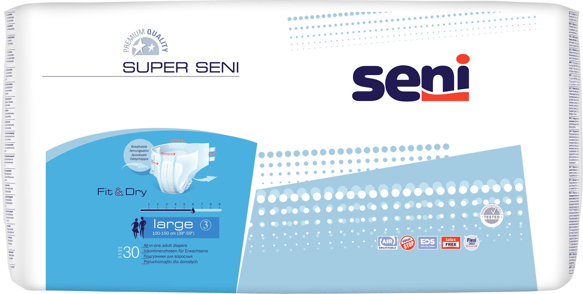 Підгузки для дорослих Seni Super large Air 100-150 см 30 шт.