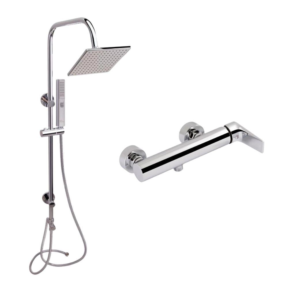 Набор для душа Q-tap Stenava QTST4045102C/QT1001CRM с душевой стойкой и тропическим душем.