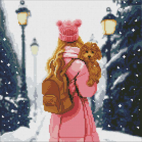 Алмазная мозаика Идейка Зимний город с голограммными стразами AB 40x40 см (Id-AMC7827)