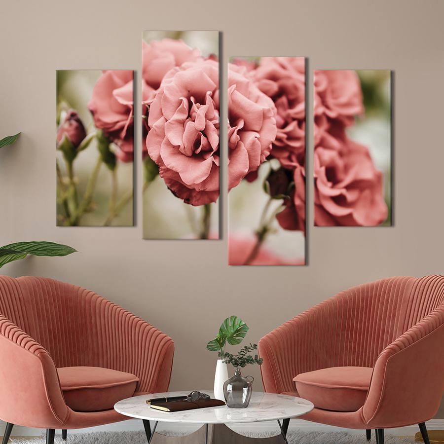 Картина на холсте Бежевая ажурная эустома 89x56 см (921-42)