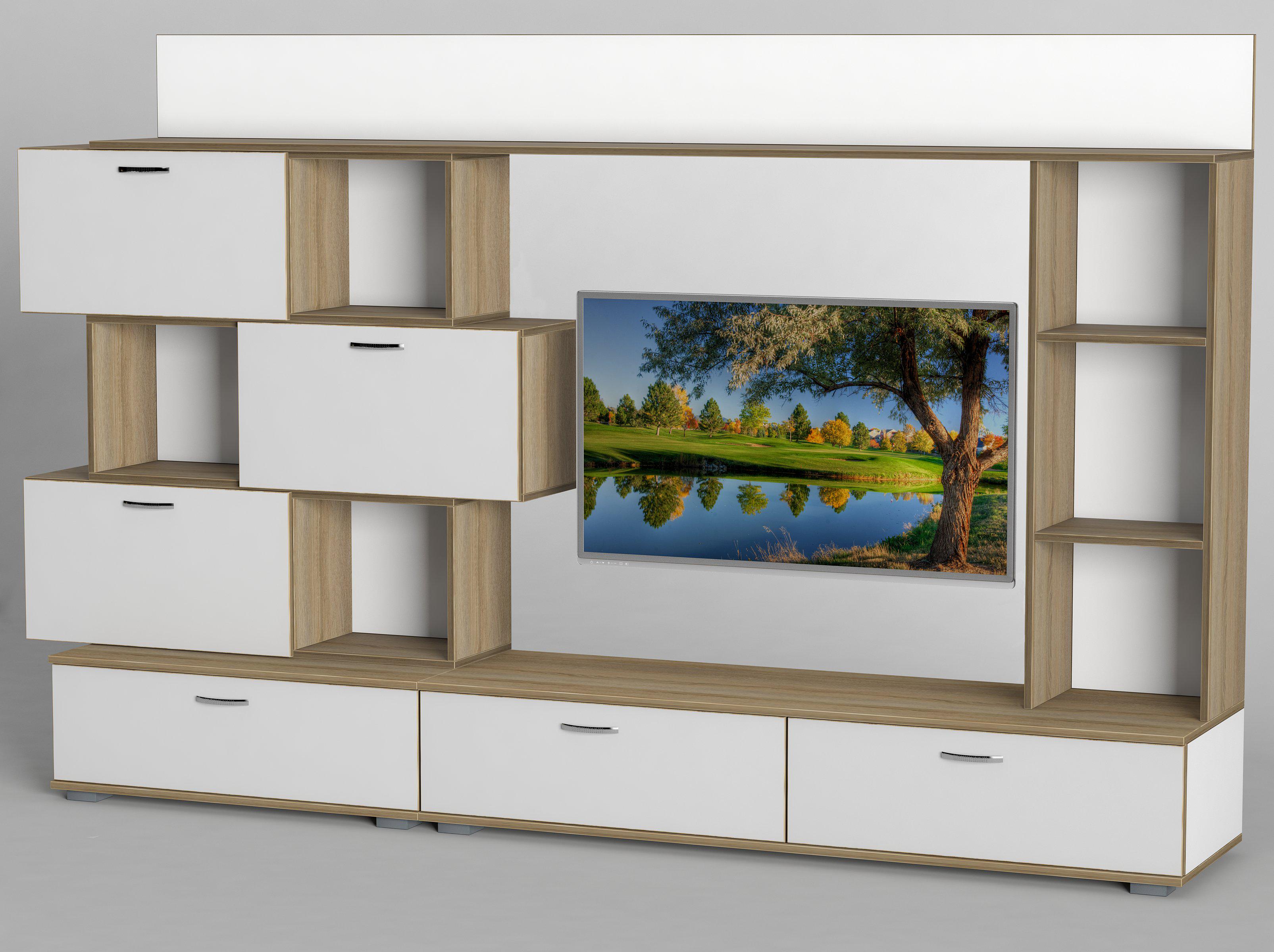 Вітальня Тіса-меблі Вітальня-224 258х162х45 см Дуб сонома/Білий