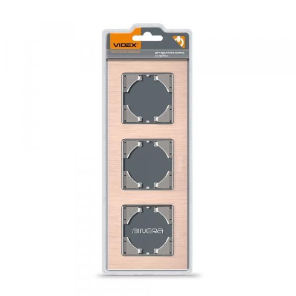 Рамка Videx на 3 місця горизонтальна Мідний алюміній