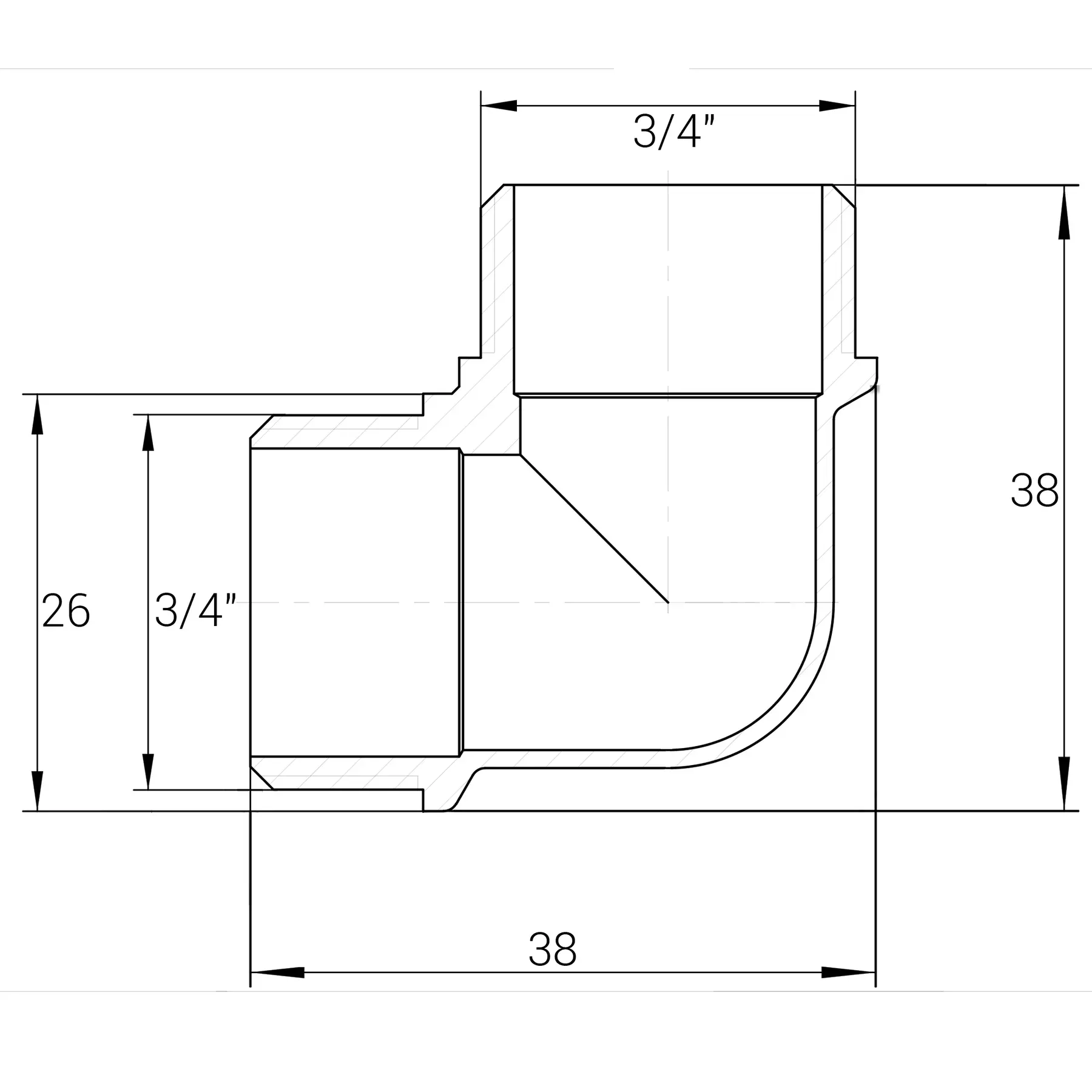 Кутник латунний штампований 3/4" ЗРх3/4" УР (А0132А VA) - фото 2