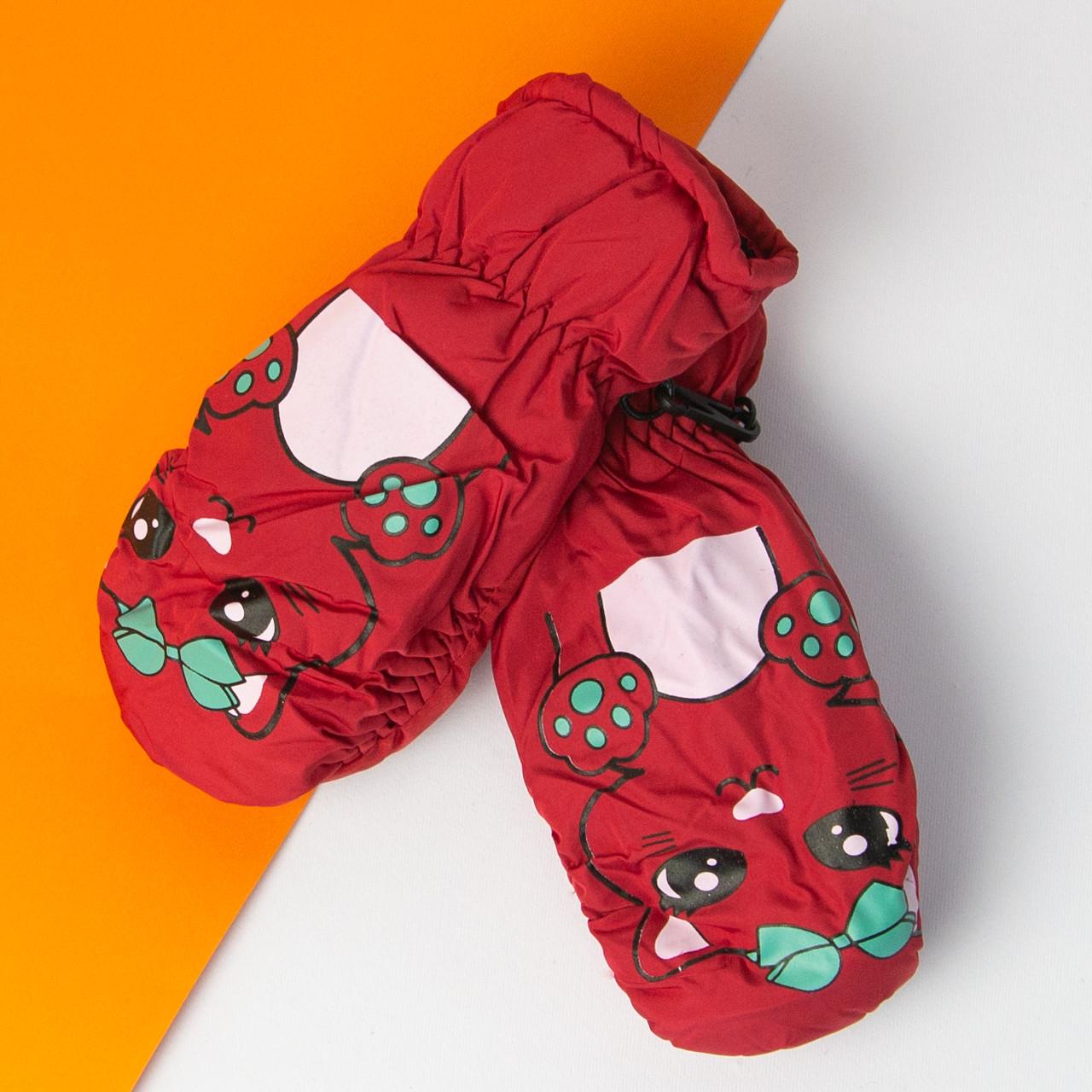 Варежки болоньевые для девочек на 4-6 лет лыжные 20-12-29 Красный (DR010102)