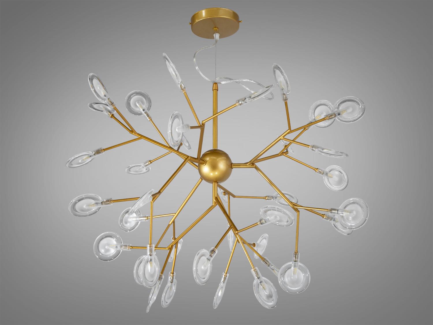 Люстра подвесная Светлячок 36 ламп Золотой сатин (887-36C GD) - фото 1 Люстра подвесная Светлячок 36 ламп Золотой сатин (887-36C GD) - фото 1