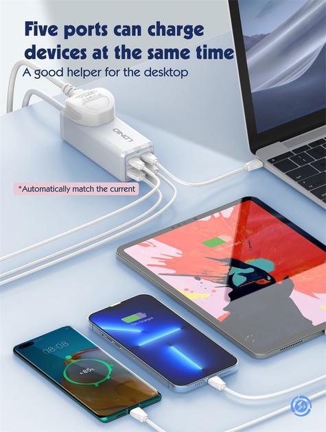 Зарядное устройство Ldnio 65 W/10A/2xUSB/2xType-C/Quick charge для MacBook/Asus/Lenovo/HP/Google/Huawei/Samsung - фото 3