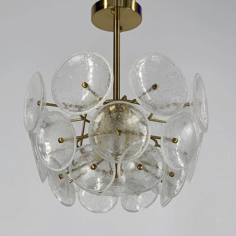 Люстра с прозрачными стеклянными дисками на 4 лампы Латунный (MD 2003)