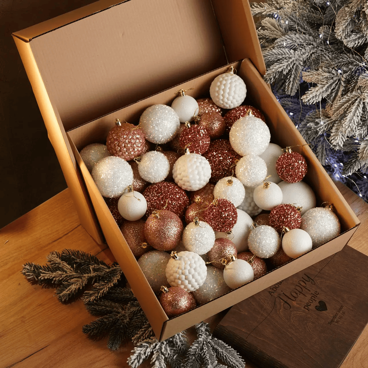 Набор шаров новогодних Блеск 40 шт. Розовое золото (Блиск рож.) - фото 1 Набор шаров новогодних Блеск 40 шт. Розовое золото (Блиск рож.) - фото 1