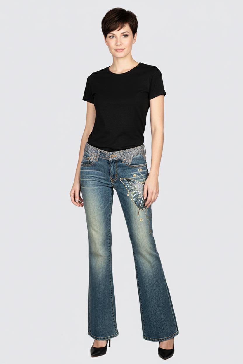 Джинсы женские Tantra S-1460 винтажные р. 40 Синий (17852181)