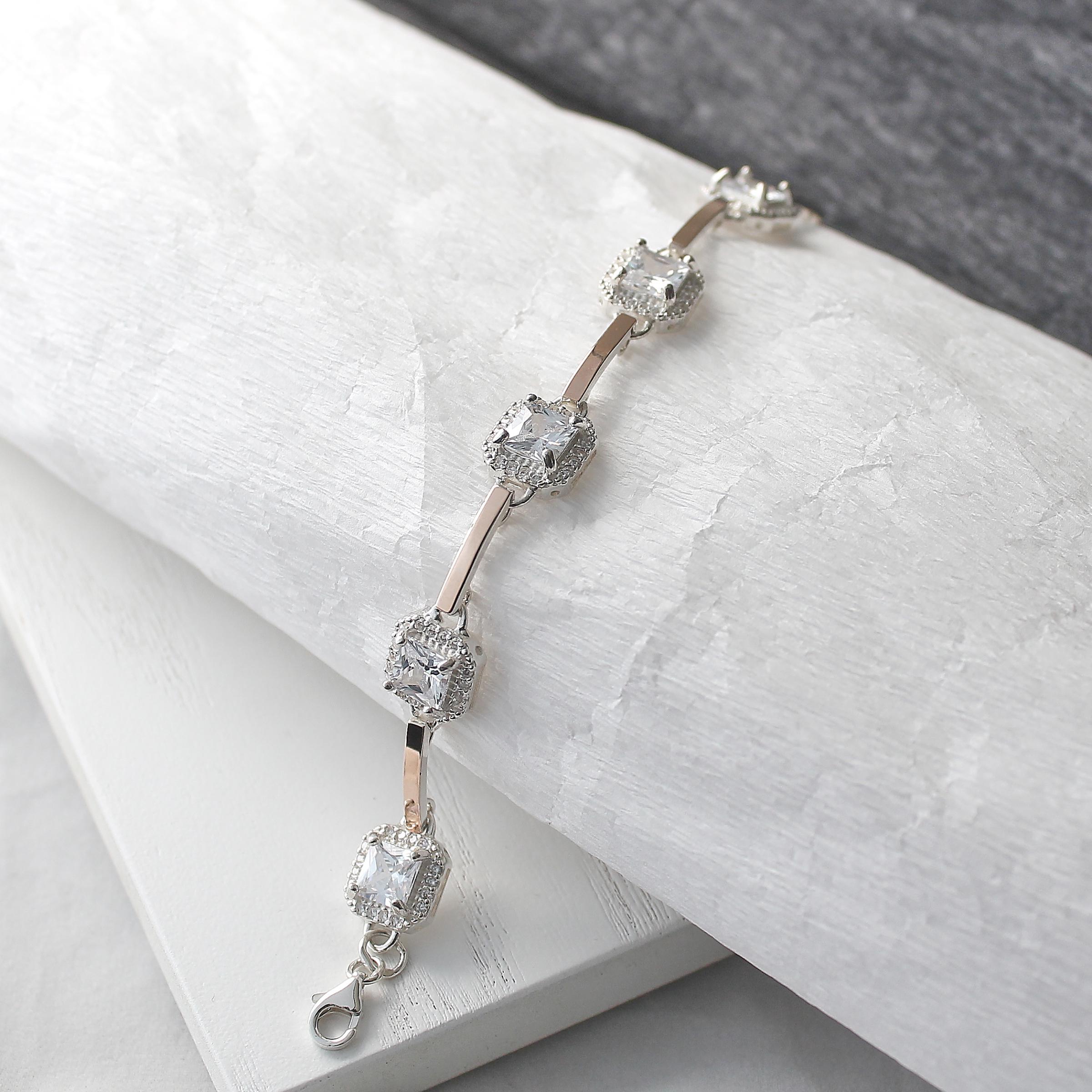 Срібний браслет із золотими вставками Магічний квадрат (003брб)