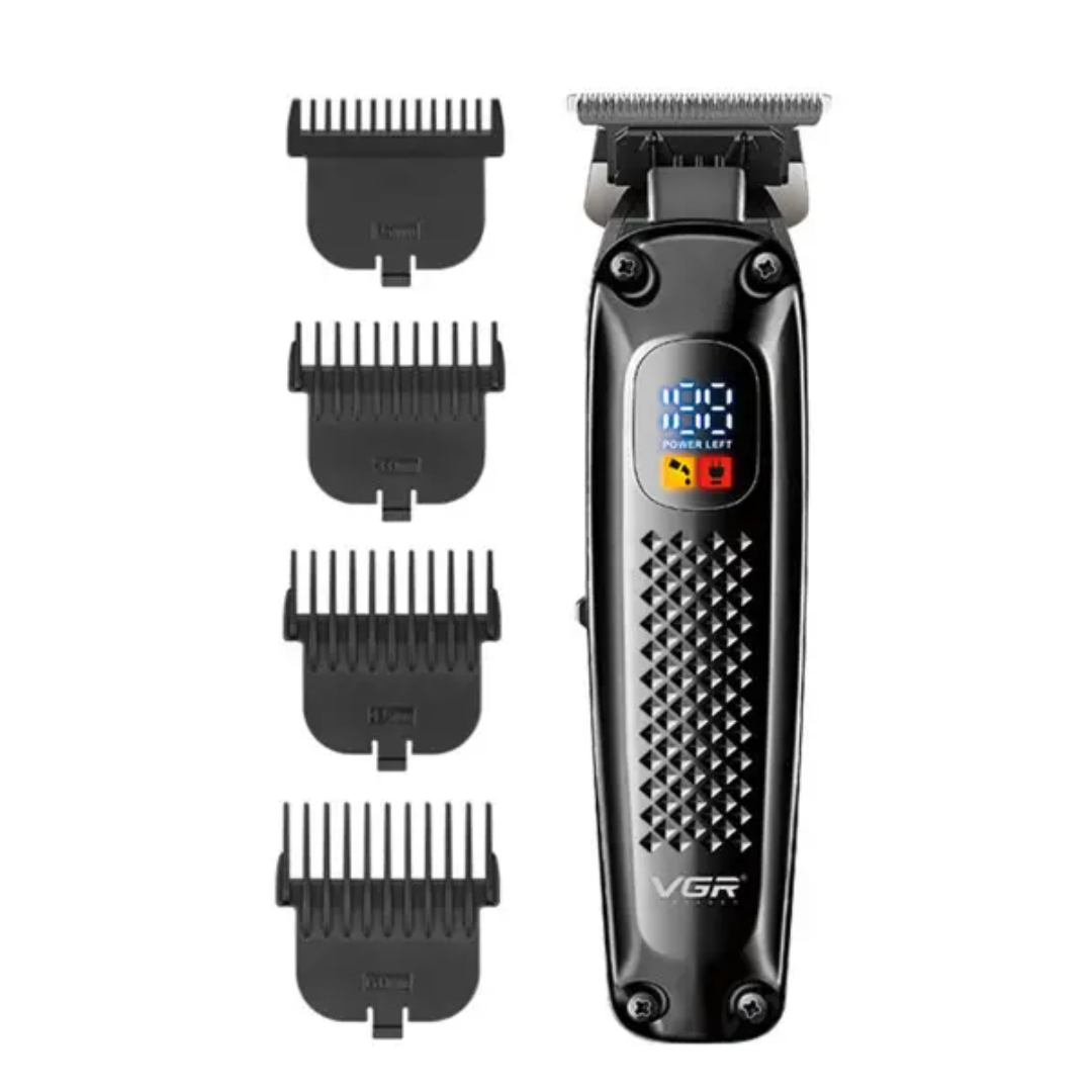 Тример для стрижки VGR V-972 акумуляторний з насадками Чорний